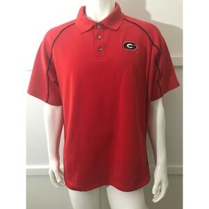 Pro Edge Men's Red Georgia Bulldogs Polo Shirt Big Logo Golf Short Sleeve L